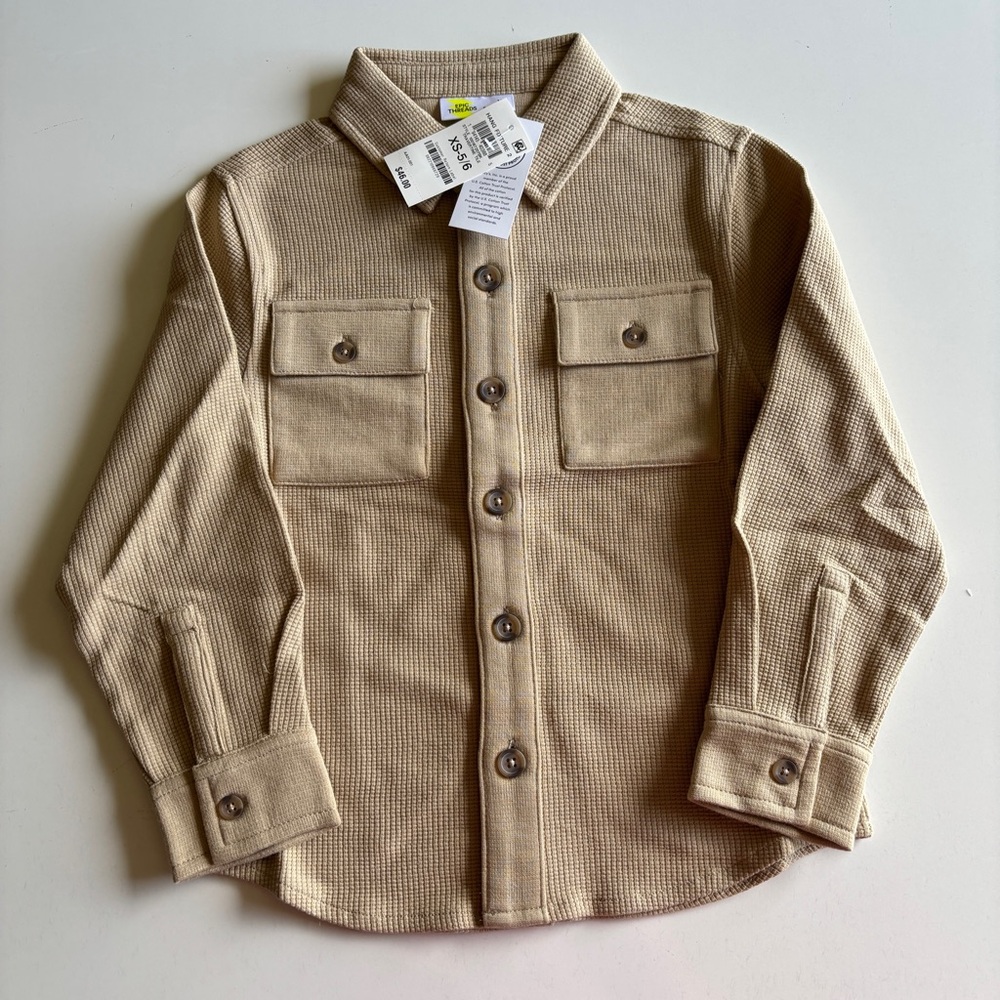Epic Threads Boys Waffle Knit Button-Up Shirt, Size XS/ 5/6